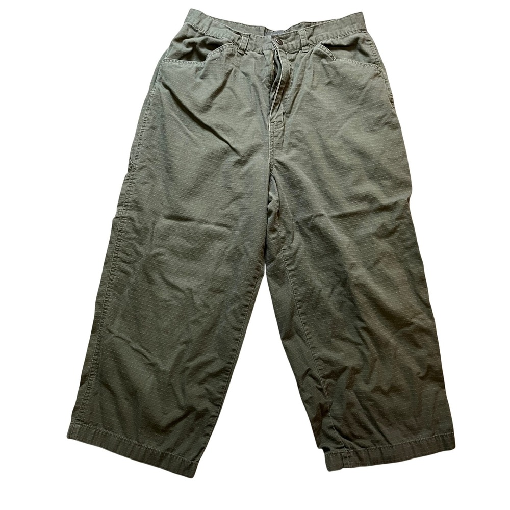 Relativity Petite Olive Green Ripstop Carpenter Crop Pants Wide Leg 10P Utility